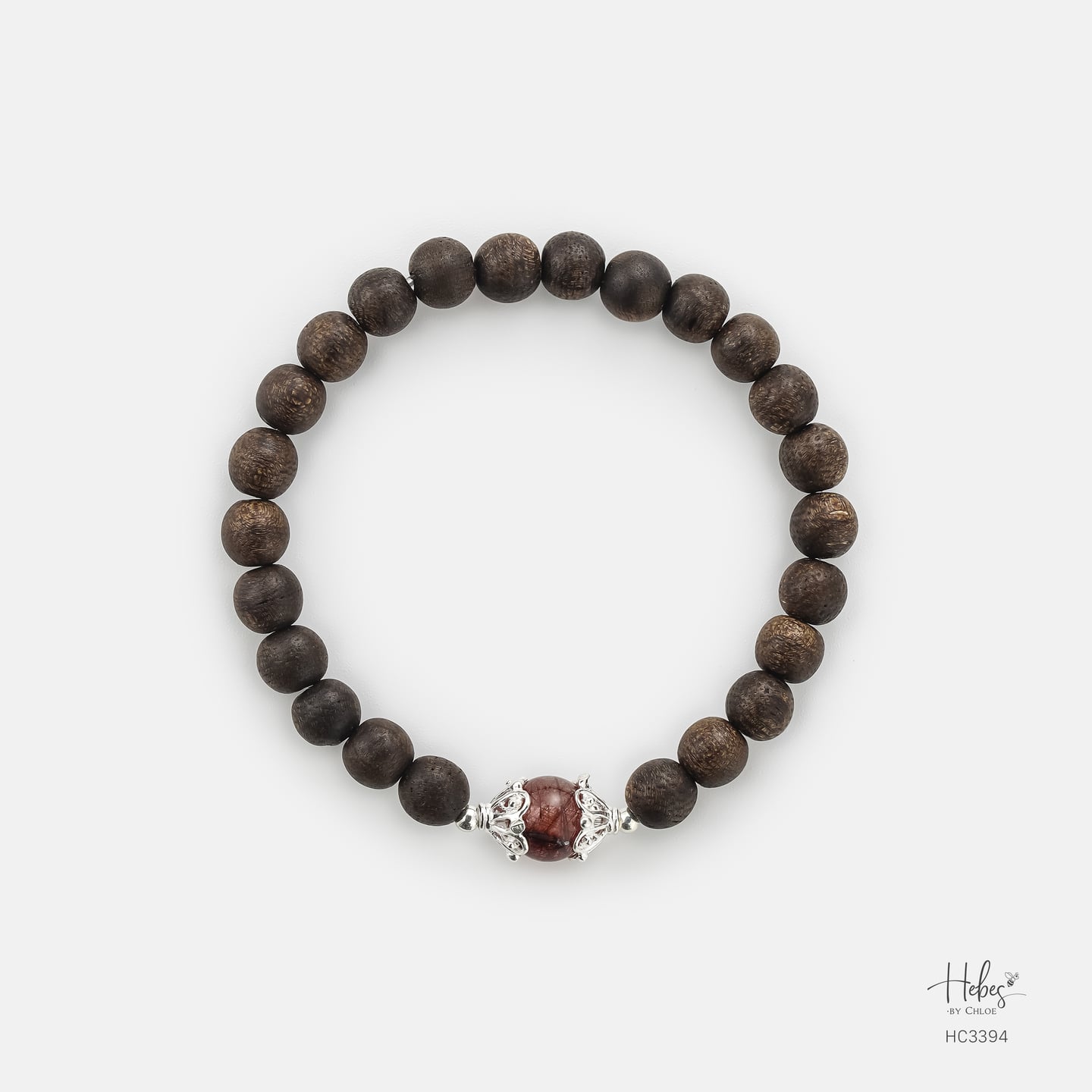 Vietnamese Agarwood Red Rutilated Quartz Bracelet HC3394